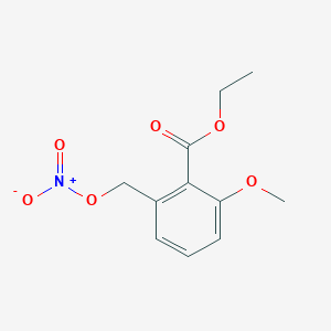 molecular formula C11H13NO6 B3216480 2-Methoxy-6-nitrooxymethyl-benzoic acid ethyl ester CAS No. 1171924-07-4
