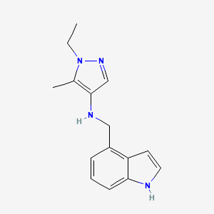 molecular formula C15H18N4 B3216512 1-ethyl-N-(1H-indol-4-ylmethyl)-5-methyl-1H-pyrazol-4-amine CAS No. 1171995-07-5
