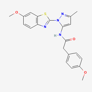 molecular formula C21H20N4O3S B3216542 N-(1-(6-methoxybenzo[d]thiazol-2-yl)-3-methyl-1H-pyrazol-5-yl)-2-(4-methoxyphenyl)acetamide CAS No. 1172055-09-2