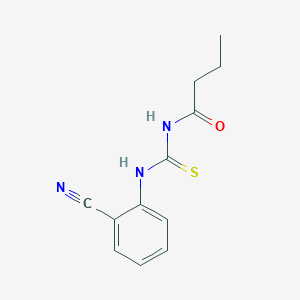 molecular formula C12H13N3OS B321657 N-[(2-cyanophenyl)carbamothioyl]butanamide 