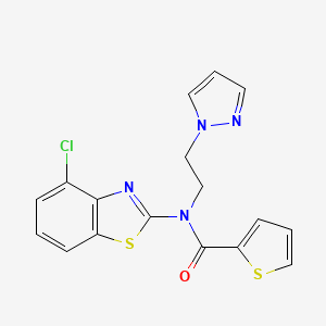 molecular formula C17H13ClN4OS2 B3216583 N-(2-(1H-pyrazol-1-yl)ethyl)-N-(4-chlorobenzo[d]thiazol-2-yl)thiophene-2-carboxamide CAS No. 1172227-64-3