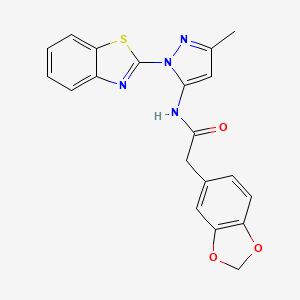 molecular formula C20H16N4O3S B3216584 2-(benzo[d][1,3]dioxol-5-yl)-N-(1-(benzo[d]thiazol-2-yl)-3-methyl-1H-pyrazol-5-yl)acetamide CAS No. 1172231-07-0
