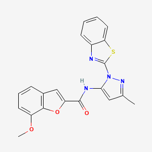 molecular formula C21H16N4O3S B3216605 N-(1-(benzo[d]thiazol-2-yl)-3-methyl-1H-pyrazol-5-yl)-7-methoxybenzofuran-2-carboxamide CAS No. 1172250-26-8