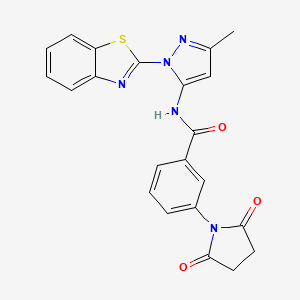 molecular formula C22H17N5O3S B3216616 N-(1-(benzo[d]thiazol-2-yl)-3-methyl-1H-pyrazol-5-yl)-3-(2,5-dioxopyrrolidin-1-yl)benzamide CAS No. 1172262-91-7