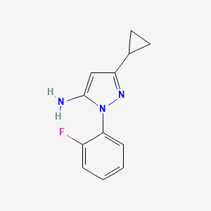 molecular formula C12H12FN3 B3216636 3-cyclopropyl-1-(2-fluorophenyl)-1H-pyrazol-5-amine CAS No. 1172303-17-1