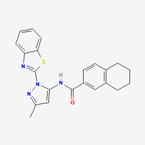 molecular formula C22H20N4OS B3216650 N-(1-(benzo[d]thiazol-2-yl)-3-methyl-1H-pyrazol-5-yl)-5,6,7,8-tetrahydronaphthalene-2-carboxamide CAS No. 1172340-65-6