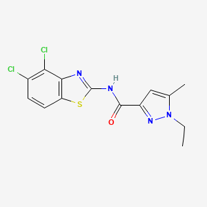 molecular formula C14H12Cl2N4OS B3216700 N-(4,5-dichlorobenzo[d]thiazol-2-yl)-1-ethyl-5-methyl-1H-pyrazole-3-carboxamide CAS No. 1172427-04-1