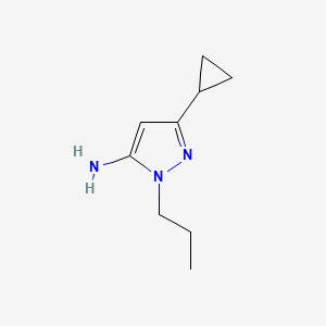 molecular formula C9H15N3 B3216715 3-cyclopropyl-1-propyl-1H-pyrazol-5-amine CAS No. 1172492-08-8