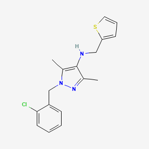 molecular formula C17H18ClN3S B3216753 1-(2-Chlorobenzyl)-3,5-dimethyl-N-(thien-2-ylmethyl)-1H-pyrazol-4-amine CAS No. 1172746-62-1