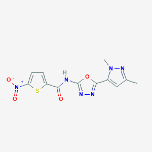 molecular formula C12H10N6O4S B3216769 N-(5-(1,3-dimethyl-1H-pyrazol-5-yl)-1,3,4-oxadiazol-2-yl)-5-nitrothiophene-2-carboxamide CAS No. 1172755-34-8