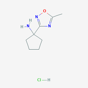 molecular formula C8H14ClN3O B3216780 1-(5-Methyl-1,2,4-oxadiazol-3-yl)cyclopentan-1-amine hydrochloride CAS No. 1172773-23-7