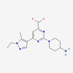 molecular formula C16H22F2N6 B3216795 1-(4-(Difluoromethyl)-6-(1-ethyl-5-methyl-1H-pyrazol-4-yl)pyrimidin-2-yl)piperidin-4-amine CAS No. 1172829-91-2