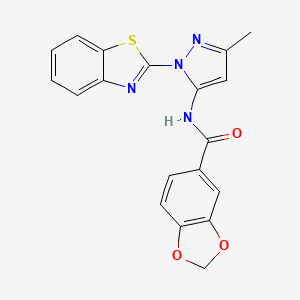 molecular formula C19H14N4O3S B3216803 N-(1-(benzo[d]thiazol-2-yl)-3-methyl-1H-pyrazol-5-yl)benzo[d][1,3]dioxole-5-carboxamide CAS No. 1172861-46-9
