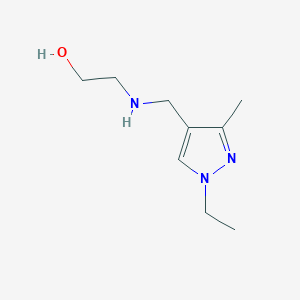 molecular formula C9H17N3O B3216830 2-{[(1-ethyl-3-methyl-1H-pyrazol-4-yl)methyl]amino}ethanol CAS No. 1172946-15-4