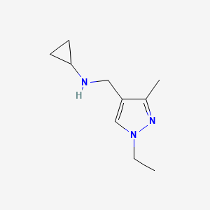 molecular formula C10H17N3 B3216835 N-[(1-ethyl-3-methyl-1H-pyrazol-4-yl)methyl]cyclopropanamine CAS No. 1172971-35-5