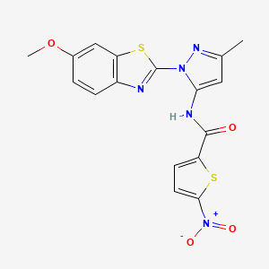 molecular formula C17H13N5O4S2 B3216846 N-(1-(6-methoxybenzo[d]thiazol-2-yl)-3-methyl-1H-pyrazol-5-yl)-5-nitrothiophene-2-carboxamide CAS No. 1172991-03-5