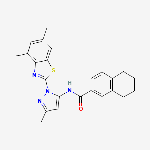 molecular formula C24H24N4OS B3216868 N-(1-(4,6-dimethylbenzo[d]thiazol-2-yl)-3-methyl-1H-pyrazol-5-yl)-5,6,7,8-tetrahydronaphthalene-2-carboxamide CAS No. 1173070-54-6