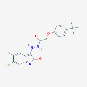 molecular formula C21H22BrN3O3 B321687 N'-(6-bromo-5-methyl-2-oxoindol-3-yl)-2-(4-tert-butylphenoxy)acetohydrazide 