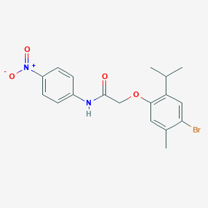 molecular formula C18H19BrN2O4 B321699 2-(4-bromo-2-isopropyl-5-methylphenoxy)-N-{4-nitrophenyl}acetamide 