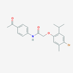 molecular formula C20H22BrNO3 B321702 N-(4-acetylphenyl)-2-(4-bromo-2-isopropyl-5-methylphenoxy)acetamide 