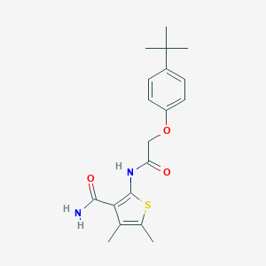 molecular formula C19H24N2O3S B321704 2-{[(4-Tert-butylphenoxy)acetyl]amino}-4,5-dimethyl-3-thiophenecarboxamide 