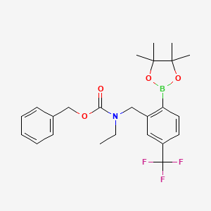 molecular formula C24H29BF3NO4 B3217145 Ethyl-[2-(4,4,5,5-tetramethyl-[1,3,2]dioxaborolan-2-yl)-5-trifluoromethylbenzyl]-carbamic acid benzyl ester CAS No. 1175526-34-7