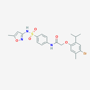 molecular formula C22H24BrN3O5S B321719 2-(4-bromo-2-isopropyl-5-methylphenoxy)-N-(4-{[(5-methylisoxazol-3-yl)amino]sulfonyl}phenyl)acetamide 