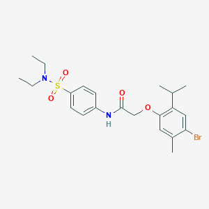 molecular formula C22H29BrN2O4S B321720 2-(4-bromo-2-isopropyl-5-methylphenoxy)-N-{4-[(diethylamino)sulfonyl]phenyl}acetamide 