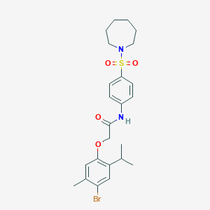 molecular formula C24H31BrN2O4S B321722 N-[4-(azepan-1-ylsulfonyl)phenyl]-2-(4-bromo-2-isopropyl-5-methylphenoxy)acetamide 