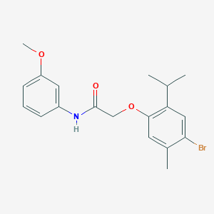 molecular formula C19H22BrNO3 B321723 2-(4-bromo-2-isopropyl-5-methylphenoxy)-N-(3-methoxyphenyl)acetamide 