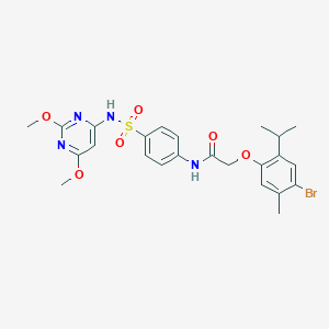 molecular formula C24H27BrN4O6S B321724 2-(4-bromo-2-isopropyl-5-methylphenoxy)-N-(4-{[(2,6-dimethoxypyrimidin-4-yl)amino]sulfonyl}phenyl)acetamide 