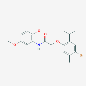 molecular formula C20H24BrNO4 B321727 2-(4-bromo-2-isopropyl-5-methylphenoxy)-N-(2,5-dimethoxyphenyl)acetamide 