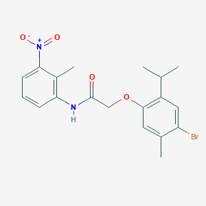 molecular formula C19H21BrN2O4 B321728 2-(4-bromo-2-isopropyl-5-methylphenoxy)-N-{3-nitro-2-methylphenyl}acetamide 