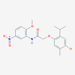 molecular formula C19H21BrN2O5 B321729 2-(4-bromo-2-isopropyl-5-methylphenoxy)-N-{5-nitro-2-methoxyphenyl}acetamide 