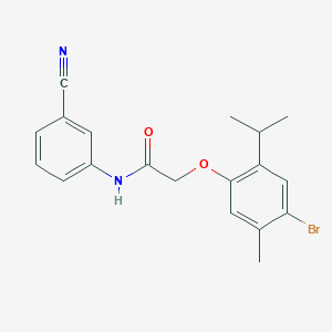 molecular formula C19H19BrN2O2 B321730 2-(4-bromo-2-isopropyl-5-methylphenoxy)-N-(3-cyanophenyl)acetamide 