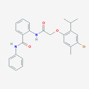 molecular formula C25H25BrN2O3 B321731 2-{[(4-bromo-2-isopropyl-5-methylphenoxy)acetyl]amino}-N-phenylbenzamide 