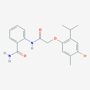 molecular formula C19H21BrN2O3 B321732 2-{[(4-Bromo-2-isopropyl-5-methylphenoxy)acetyl]amino}benzamide 