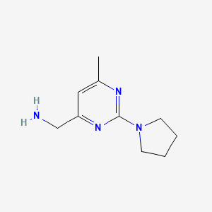 molecular formula C10H16N4 B3217328 (6-Methyl-2-(pyrrolidin-1-yl)pyrimidin-4-yl)methanamine CAS No. 1177480-17-9