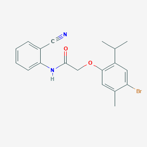molecular formula C19H19BrN2O2 B321733 2-(4-bromo-2-isopropyl-5-methylphenoxy)-N-(2-cyanophenyl)acetamide 