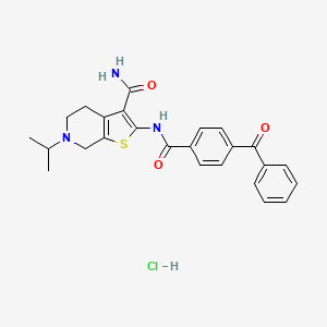 molecular formula C25H26ClN3O3S B3217339 2-(4-Benzoylbenzamido)-6-isopropyl-4,5,6,7-tetrahydrothieno[2,3-c]pyridine-3-carboxamide hydrochloride CAS No. 1177735-09-9