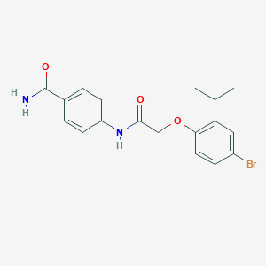 molecular formula C19H21BrN2O3 B321735 4-{[(4-Bromo-2-isopropyl-5-methylphenoxy)acetyl]amino}benzamide 