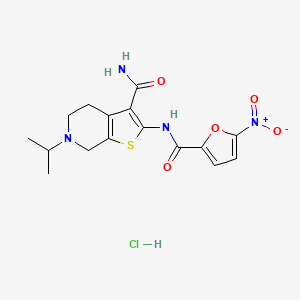 molecular formula C16H19ClN4O5S B3217353 6-Isopropyl-2-(5-nitrofuran-2-carboxamido)-4,5,6,7-tetrahydrothieno[2,3-c]pyridine-3-carboxamide hydrochloride CAS No. 1177882-31-3