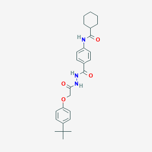 molecular formula C26H33N3O4 B321739 N-[4-({2-[(4-tert-butylphenoxy)acetyl]hydrazino}carbonyl)phenyl]cyclohexanecarboxamide 