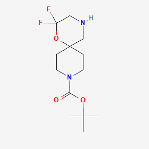 molecular formula C13H22F2N2O3 B3217455 tert-Butyl 2,2-difluoro-1-oxa-4,9-diazaspiro[5.5]undecane-9-carboxylate CAS No. 1179337-15-5