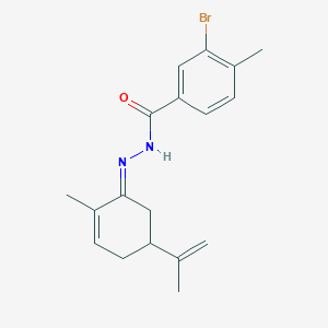 molecular formula C18H21BrN2O B321753 3-bromo-4-methyl-N'-[(1E)-2-methyl-5-(prop-1-en-2-yl)cyclohex-2-en-1-ylidene]benzohydrazide 