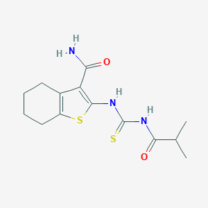 molecular formula C14H19N3O2S2 B321759 2-{[(Isobutyrylamino)carbothioyl]amino}-4,5,6,7-tetrahydro-1-benzothiophene-3-carboxamide 