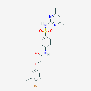 molecular formula C21H21BrN4O4S B321766 2-(4-bromo-3-methylphenoxy)-N-(4-{[(4,6-dimethyl-2-pyrimidinyl)amino]sulfonyl}phenyl)acetamide 