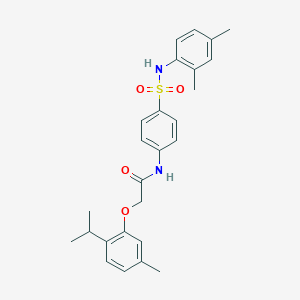 molecular formula C26H30N2O4S B321775 N-{4-[(2,4-dimethylanilino)sulfonyl]phenyl}-2-(2-isopropyl-5-methylphenoxy)acetamide 