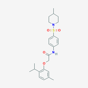 molecular formula C24H32N2O4S B321779 2-(2-isopropyl-5-methylphenoxy)-N-{4-[(4-methyl-1-piperidinyl)sulfonyl]phenyl}acetamide 