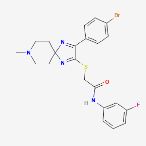 2-((3-(4-bromophenyl)-8-methyl-1,4,8-triazaspiro[4.5]deca-1,3-dien-2-yl)thio)-N-(3-fluorophenyl)acetamide